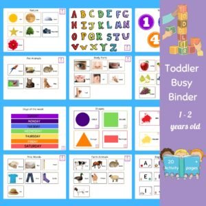 Printable Toddler Busy Book for 1-2 Year Olds – 20+ Montessori Activities, Matching & Learning Binder PDF for Early Development