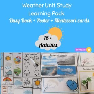 Weather Learning Pack – Printable Weather Chart, Montessori 3-Part Cards, and Busy Book for Kids’ Science & Homeschool Curriculum